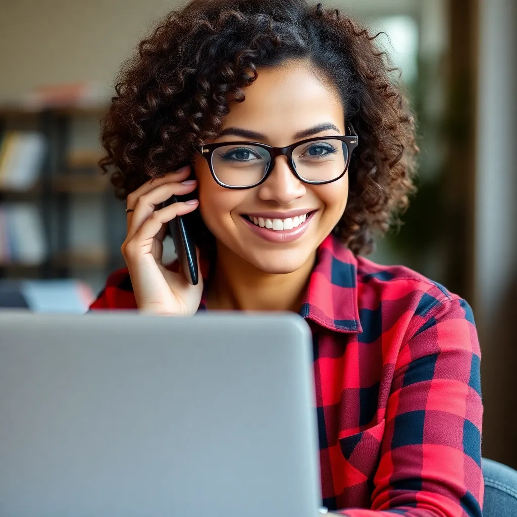 Woman support agent smiling
